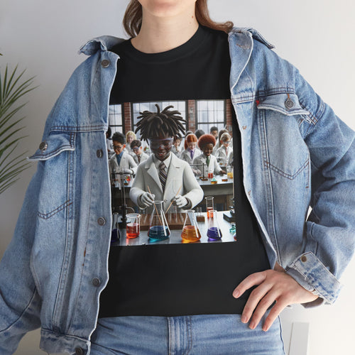 Unisex Heavy Cotton Tee with Chemistry Lab Design