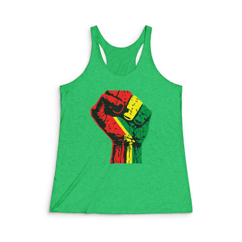 Women's Fitted Tank-Top with Black Power Fist