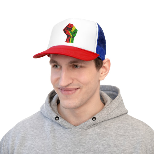 Trucker Hat with Black Power Fist