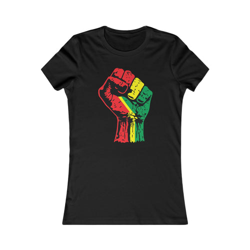 Women's Fitted T-Shirt with Black Power Fist