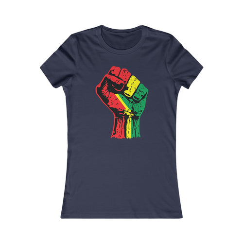 Women's Fitted T-Shirt with Black Power Fist