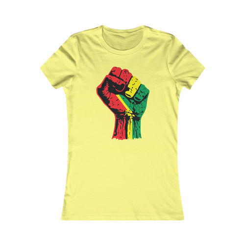 Women's Fitted T-Shirt with Black Power Fist
