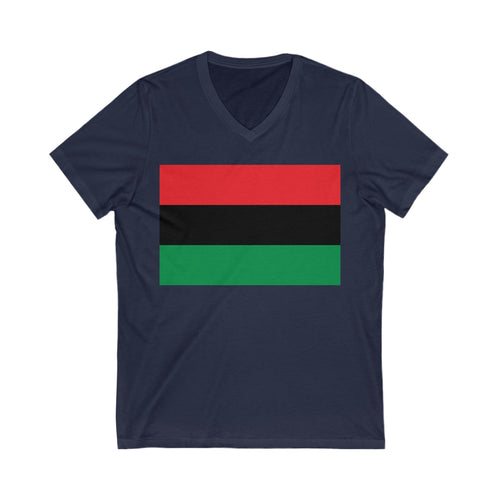 Pan African Flag Unisex Jersey Short Sleeve V-Neck Tee