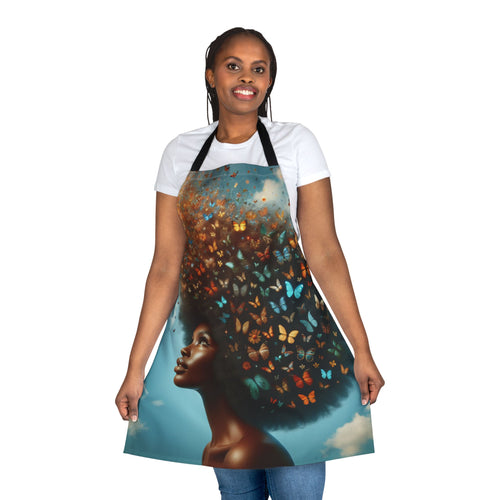 Artistic Butterfly Apron - 5-Color Straps, Nature-Inspired Cooking Gift