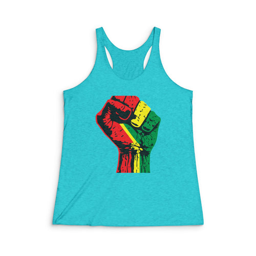 Women's Fitted Tank-Top with Black Power Fist