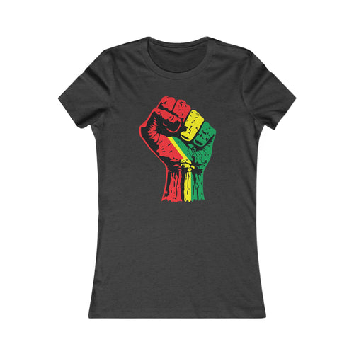Women's Fitted T-Shirt with Black Power Fist