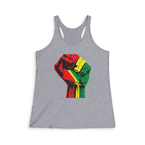 Women's Fitted Tank-Top with Black Power Fist
