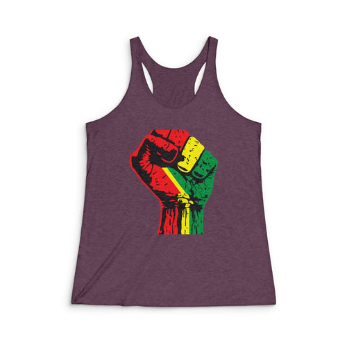Women's Fitted Tank-Top with Black Power Fist