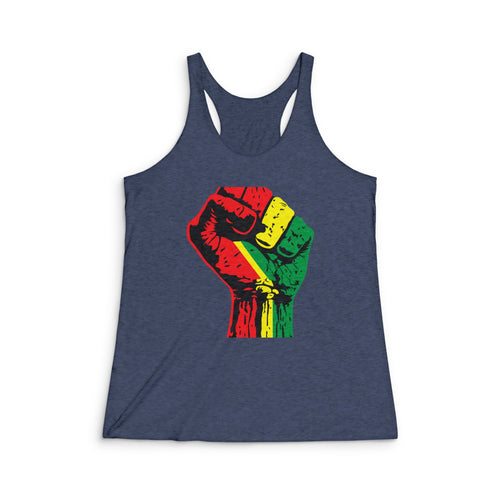 Women's Fitted Tank-Top with Black Power Fist
